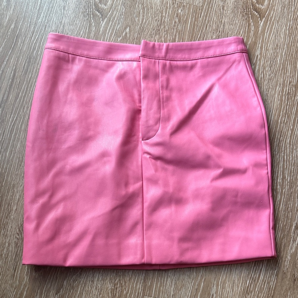 Meshki Pink Faux Leather Mini Skirt